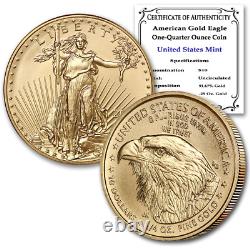 2022 1/4 Oz American Gold Eagle Coin Brilliant Uncirculated with Certificate of
