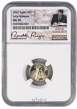 2022 $5 1/10oz Gold Eagle NGC MS70 Early Releases Gold Coin Act Label