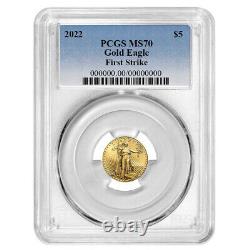 2022 $5 American Gold Eagle 1/10 oz PCGS MS70 FS Blue Label