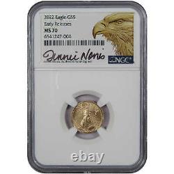 2022 American Eagle MS 70 NGC 1/10 oz Gold $5 Coin Early Releases Jennie Norris