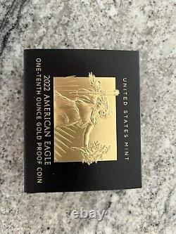 2022 W $5 1/10th oz Gold American Eagle Proof West Point Mint with Box