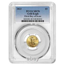 2023 $5 American Gold Eagle 1/10 oz PCGS MS70 FDOI Blue Label
