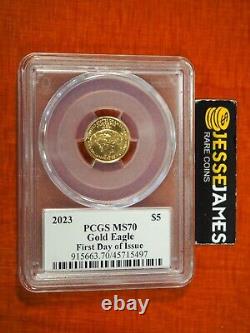 2023 $5 Gold Eagle Pcgs Ms70 First Day Of Issue Fdi Paul Balan Signed Flag Label