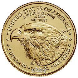 2023 American Gold Eagle 1/10 oz $5 1 Roll Fifty 50 BU Coins in Mint Tube