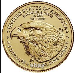 2023 American Gold Eagle 1/10 oz $5 BU In FREE CAPSULE FREE SHIPPING