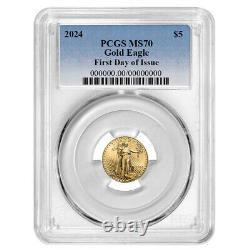 2024 $5 American Gold Eagle 1/10 oz PCGS MS70 FDOI Blue Label