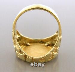 20mm Coin American Eagle Men's Nugget Ring Heavy 14K Yellow Gold Finish