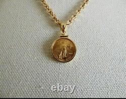 22K Gold American Eagle 1/10oz Pen 14k Gold Chain Necklace 18 4mm 10.6g (n3050)