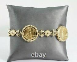 22k Gold 2000 Liberty American Eagle $5 Coin Fleur di Lis 14k Bracelet