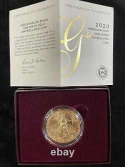 American Eagle 2020 One Ounce Gold Uncirculated Coin West Point (W) 20EH in case