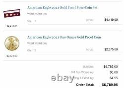 American Eagle 2021 Gold Proof Four-Coin Set + EXTRA One Ounce Gold Proof Coin