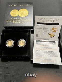American Eagle 2021 One-Tenth Ounce Gold Two-Coin Set Designer Edition (21XK)