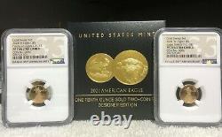 American Eagle 2021 One-Tenth Ounce Gold Two-Coin Set Designer Edition NGC PF 70