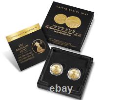 American Eagle 2021 One-Tenth Ounce Gold Two-Coin Set In hand 21XK FREE SHIP