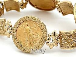 American Eagle 5$ Gold Coin Bracelet in 14K Yellow Gold, 3 x 1/10 Ounce