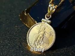 American Eagle Coin Liberty Gold Pendant With Free Chain 14k Yellow Gold Plated