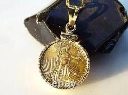 American Eagle Coin Liberty Gold Pendant With Free Chain 14k Yellow Gold Plated