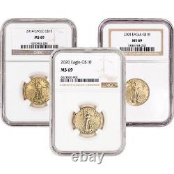 American Gold Eagle 1/4 oz $10 NGC MS69 Random Date and Label