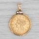 Authentic 1906 American Eagle 2.50d Coin Pendant 10k 900 Yellow Gold