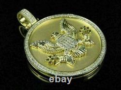 Christmas special Diamond 14k Yellow Gold Over American Eagle Medallion Pendant