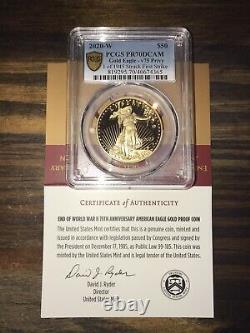 End of World War II 75th Anniversary American Eagle V75 Gold Proof Coin Pr70