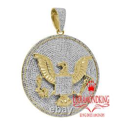Genuine Diamond US Seal President American Eagle Pendant Charm 10K Gold Finish