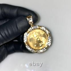 Heavy 22K Gold American Eagle Coin 1/2oz Diamond Pendant 14K Bezel Mens