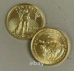 Lot of 10 Gold 2021 Gold 1/10 oz American Eagle $5 US Mint Type 2 Design Coins