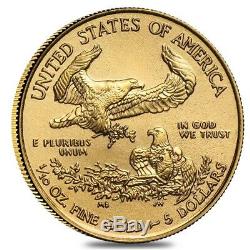 Lot of 2 1/10 oz Gold American Eagle $5 Coin BU (Random Year)