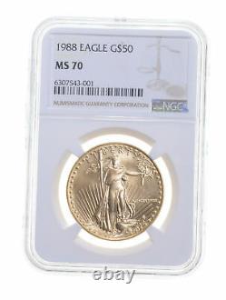 MS70 1988 $50 1 Oz. Gold American Eagle Graded NGC 6675
