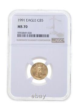 MS70 1991 $5 American Gold Eagle Graded NGC 4100