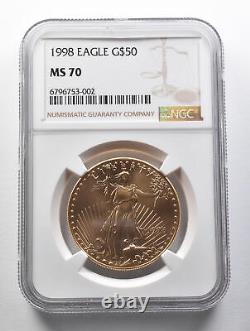 MS70 1998 $50 American Gold Eagle 1oz Gold NGC 5784