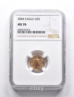 MS70 2004 $5 American Gold Eagle 1/10 Oz Gold NGC 9505