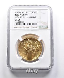 MS70 2015-W $100 American Liberty Gold Eagle 1 Oz Gold HR NGC 2652