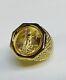 Men's 20 Mm Coin American Eagle Ring With Vintage Real 14k Yellow Gold