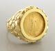 Men's 20mm Coin American Eagle Nugget Engagement Ring 14k Yellow Gold Plated