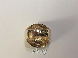 Mens 20 MM COIN RING AMERICAN EAGLE COIN 14K Yellow Gold Finish Without Stone