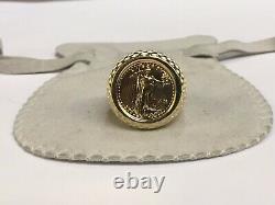 Mens 20 MM COIN RING AMERICAN EAGLE COIN 14K Yellow Gold Finish Without Stone
