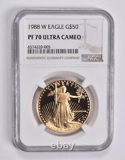 PF70 UCAM 1988-W $50 American Gold Eagle 1 Oz. 999 Fine Gold NGC 3548