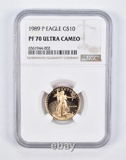 PF70 UCAM 1989-P $10 American Gold Eagle 1/4 Oz. 999 Fine Gold NGC 2154