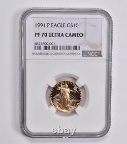 PF70 UCAM 1991-P $10 American Gold Eagle 1/4 Oz. 999 Fine Gold NGC 3762