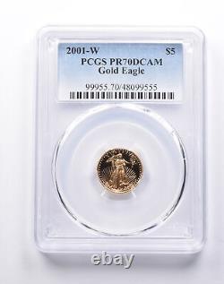 PR70 DCAM 2001-W $5 American Gold Eagle 1/10 Oz Gold PCGS 1446