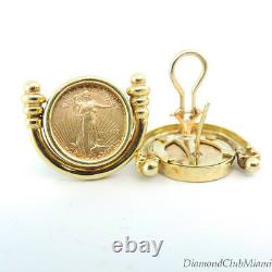 Pair of 1999 US American Eagle 1/10 oz Liberty 22kt Gold Coin Earrings 21.6 Gr