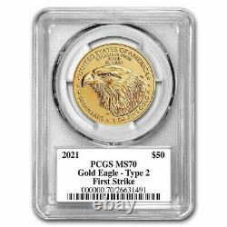 Pre-Sale 2021 1 oz American Gold Eagle MS-70 PCGS (FS, Black, Type 2)