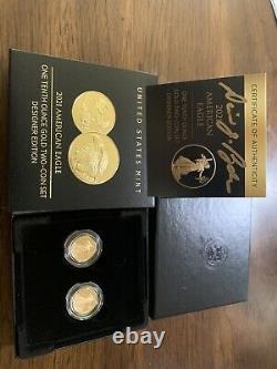 RYDER SIGNED COA 2021 American Eagle One-Tenth Oz Gold 2 Coin Designer Edition