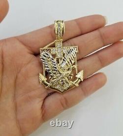Real 10k Yellow Gold American Eagle Anchor Pendant 2 inches Charm