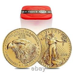 Roll of 20 2022 1 oz Gold American Eagle $50 Coin BU (Lot, Tube of 20)
