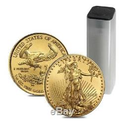 Roll of 50 2020 1/10 oz Gold American Eagle $5 Coin BU (Lot, Tube of 50)