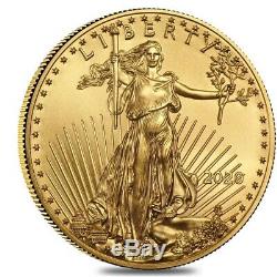 Roll of 50 2020 1/10 oz Gold American Eagle $5 Coin BU (Lot, Tube of 50)