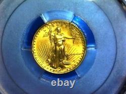 UNITED STATES-1986 1/10 oz $5 Gold Eagle PCGS MS 69 UNC. GOLD SHIELD KM# 216